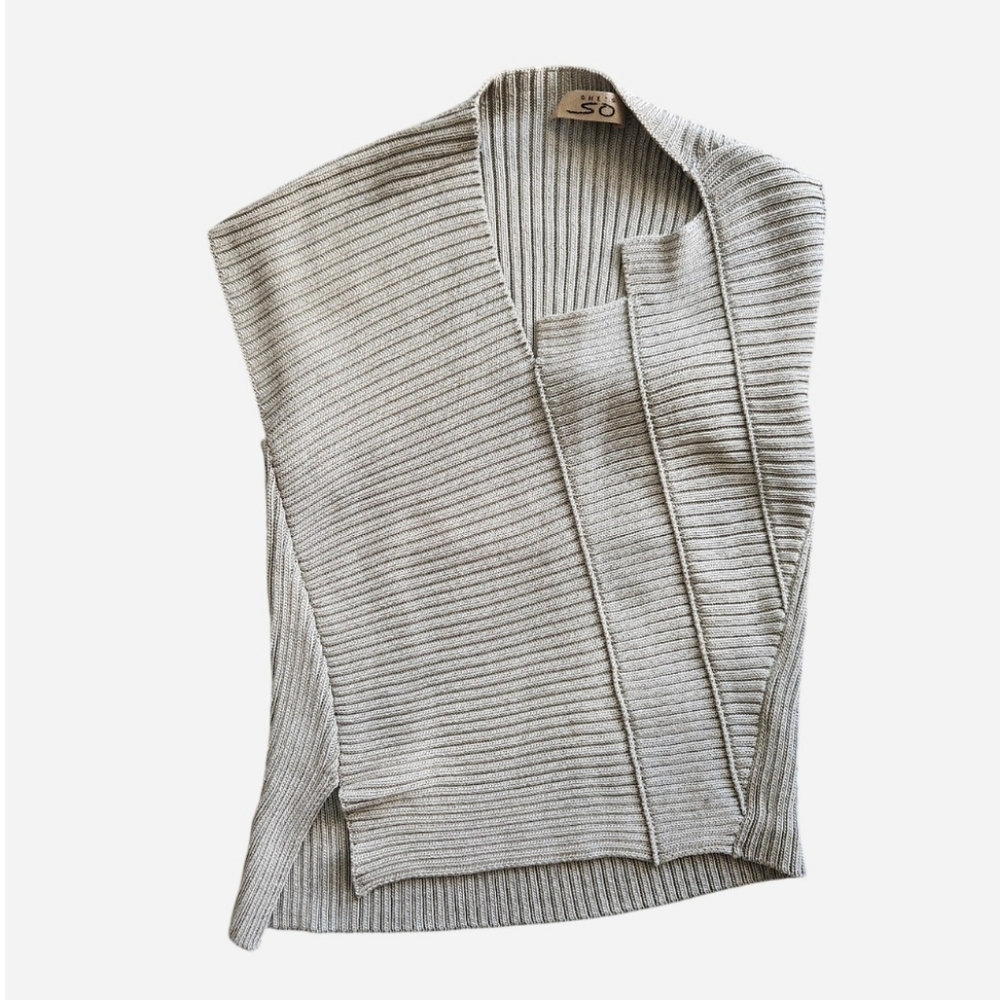 She's So Cotton Asymmetrical Knit Top in Tan Size 42